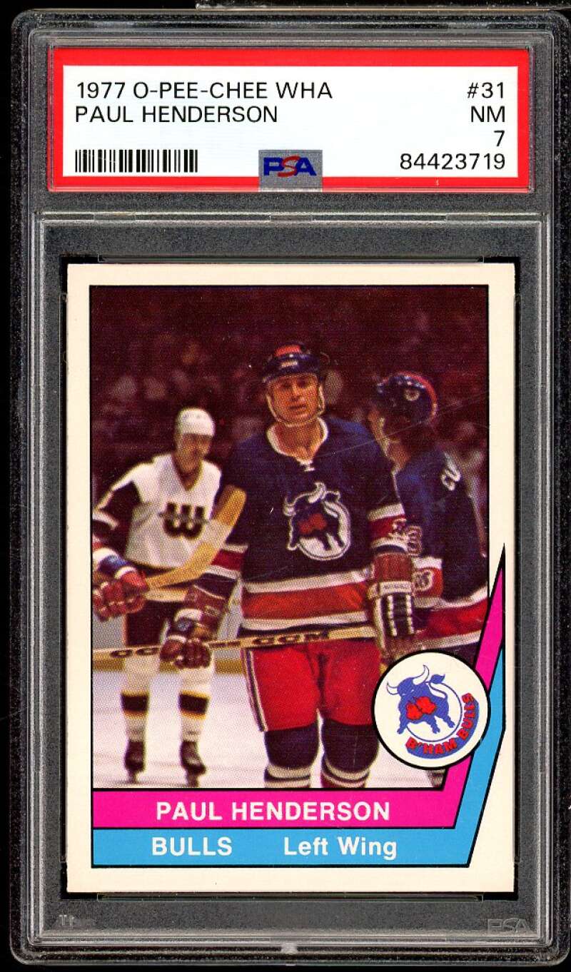 Paul Henderson Card 1977-78 O-Pee-Chee WHA #31 PSA 7 Image 1