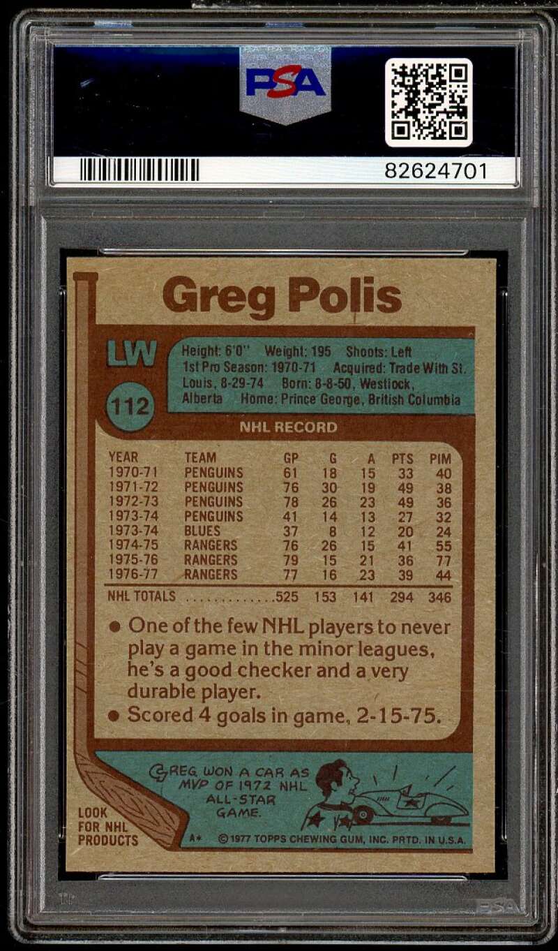 Greg Polis Card 1977-78 Topps #112 PSA 8 Image 2