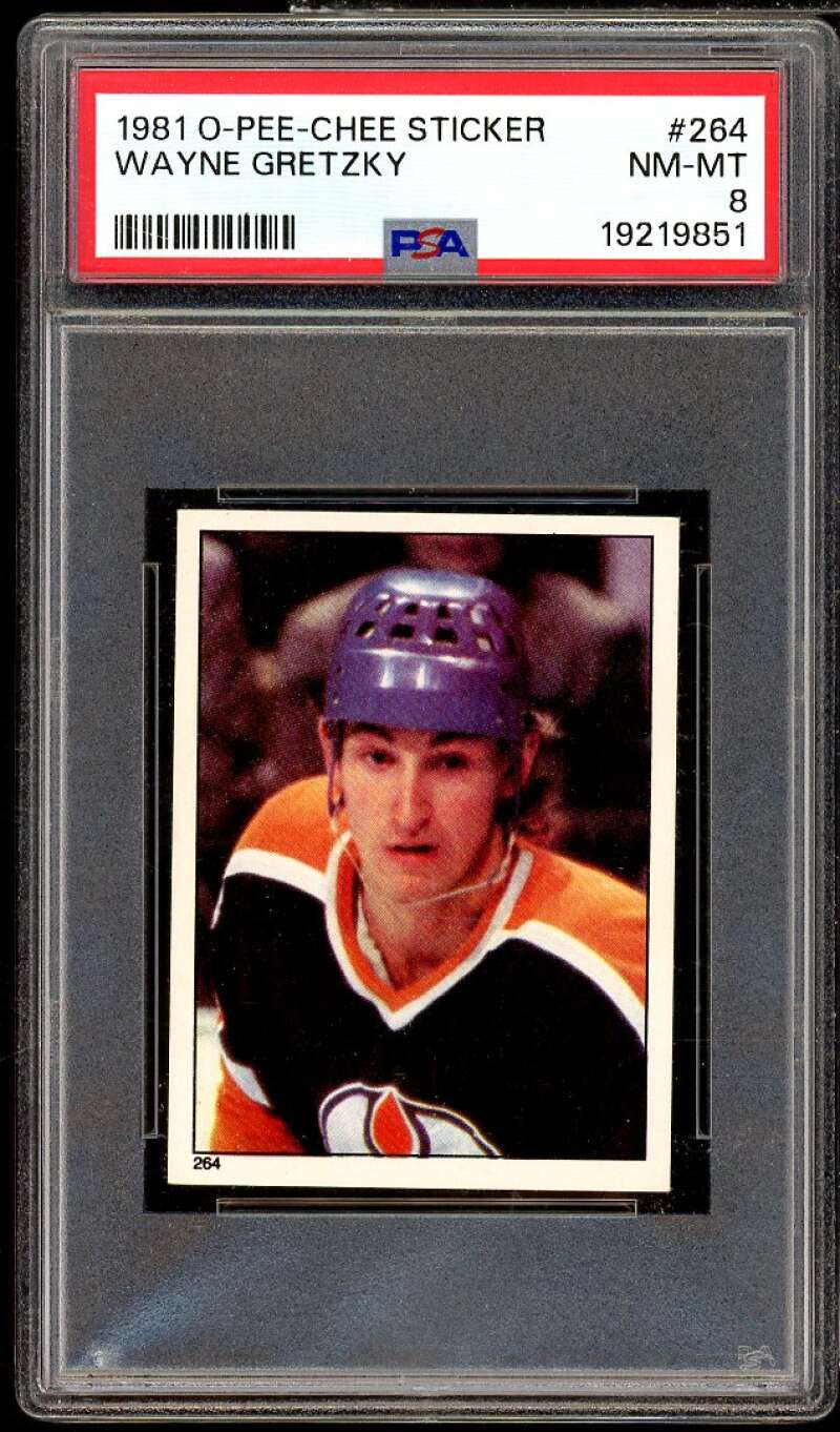 Wayne Gretzky Card 1981-82 O-Pee-Chee Sticker #264 PSA 8 Image 1