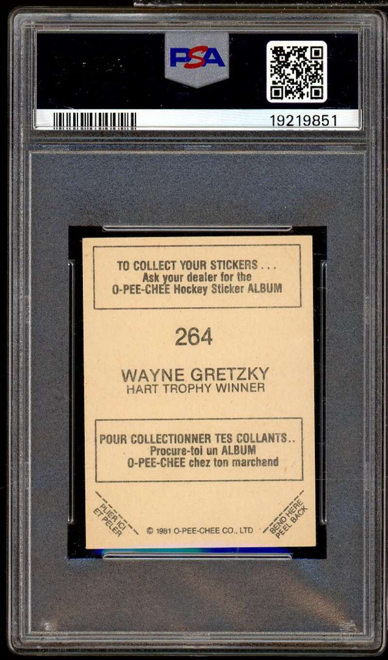 Wayne Gretzky Card 1981-82 O-Pee-Chee Sticker #264 PSA 8 Image 2