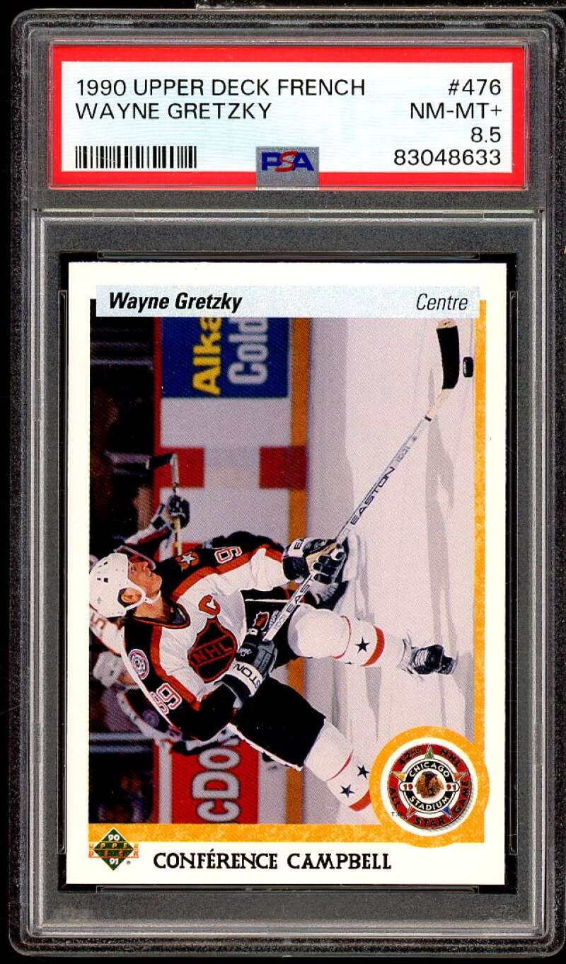Wayne Gretzky Card 1990-91 Upper Deck French #476 PSA 8.5 Image 1