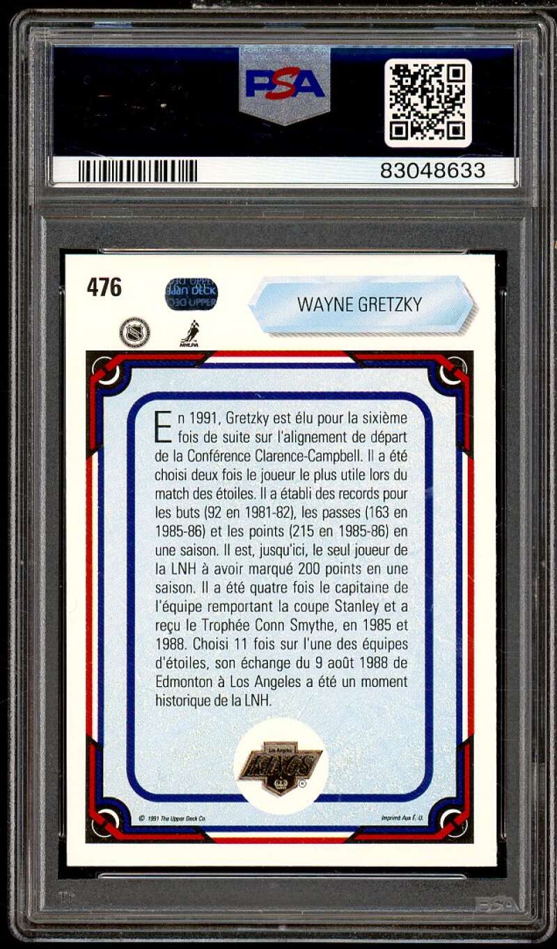 Wayne Gretzky Card 1990-91 Upper Deck French #476 PSA 8.5 Image 2