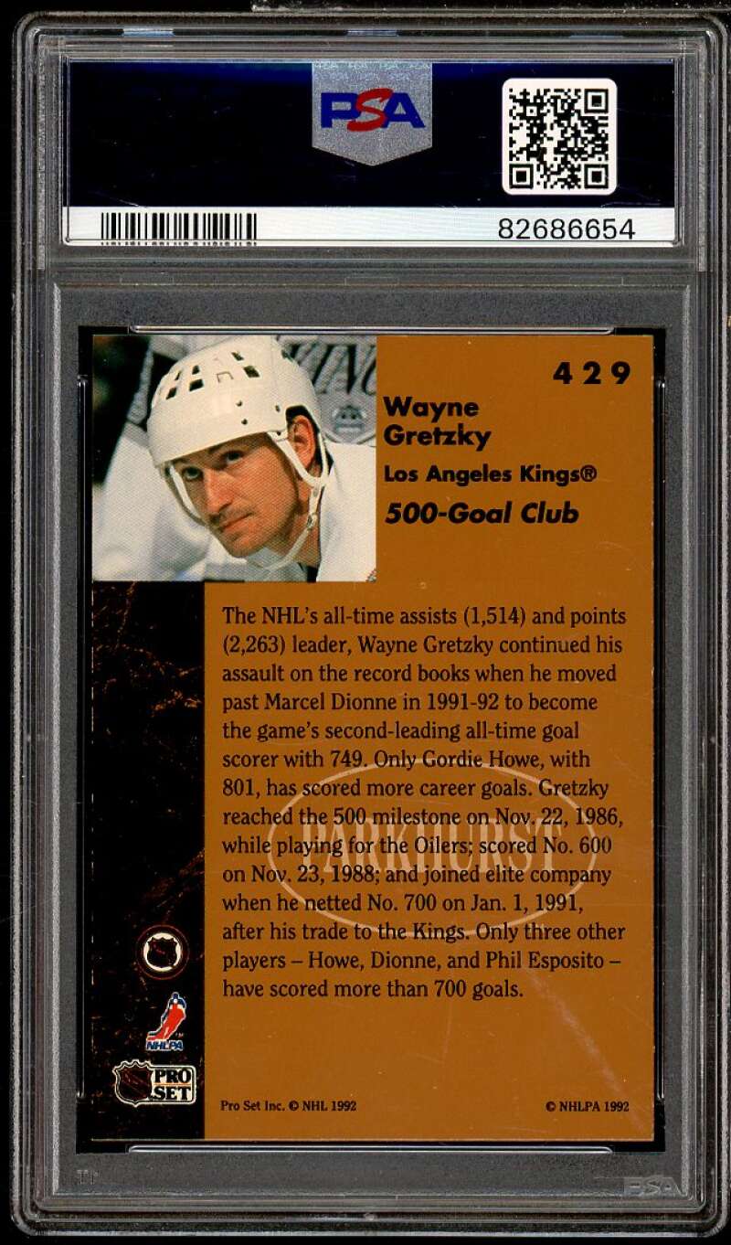 Wayne Gretzky Card 1991-92 Parkhurst #429 PSA 8 Image 2