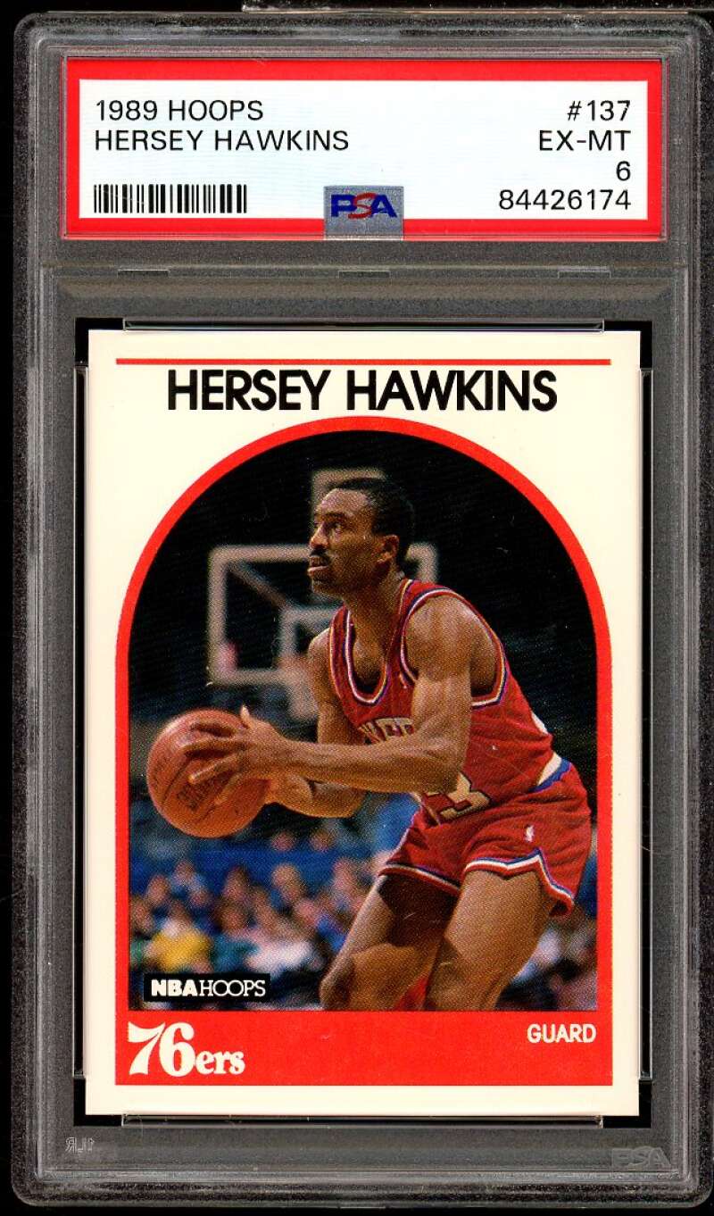 Hersey Hawkins Rookie Card 1989-90 Hoops #137 PSA 6 Image 1