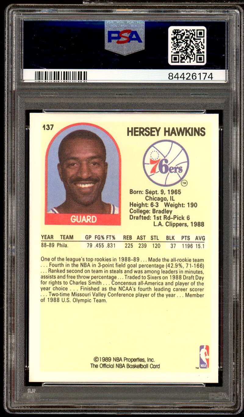 Hersey Hawkins Rookie Card 1989-90 Hoops #137 PSA 6 Image 2