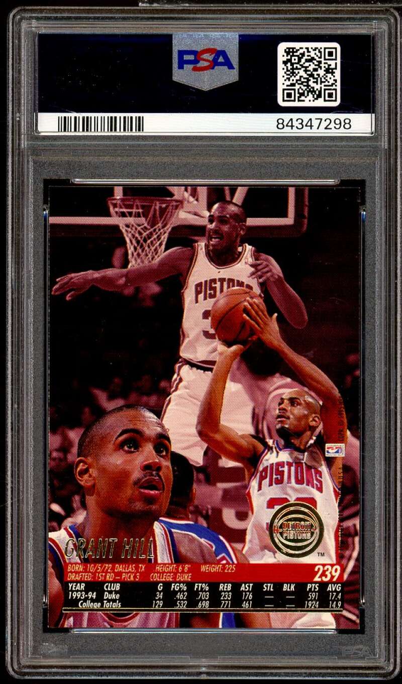 Grant Hill Rookie Card 1994-95 Ultra #239 PSA 8 Image 2