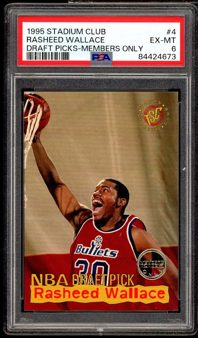 Rasheed Wallace Rookie 1995-96 Stadium Club Draft Picks Members Only #4 PSA 6 Image 1