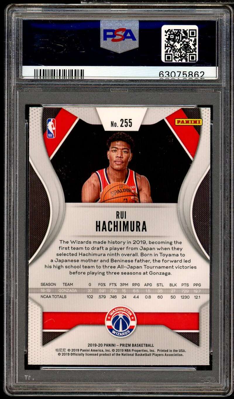 Rui Hachimura Rookie Card 2019-20 Panini Prizm #255 PSA 10 Image 2