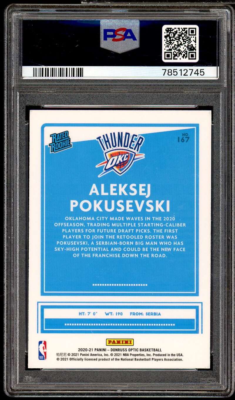 Aleksej Pokusevski Rookie Card 2020-21 Donruss Optic #167 PSA 10 Image 2