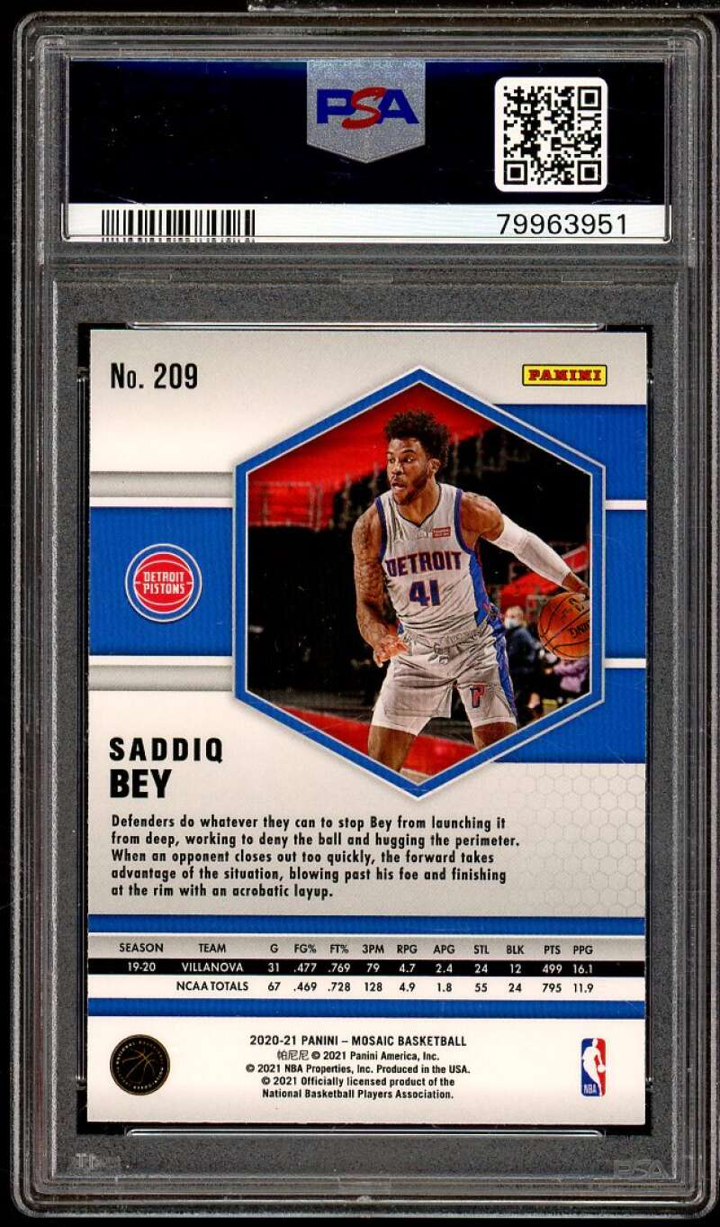 Saddiq Bey Rookie Card 2020-21 Mosaic Mosaic #209 PSA 10 Image 2