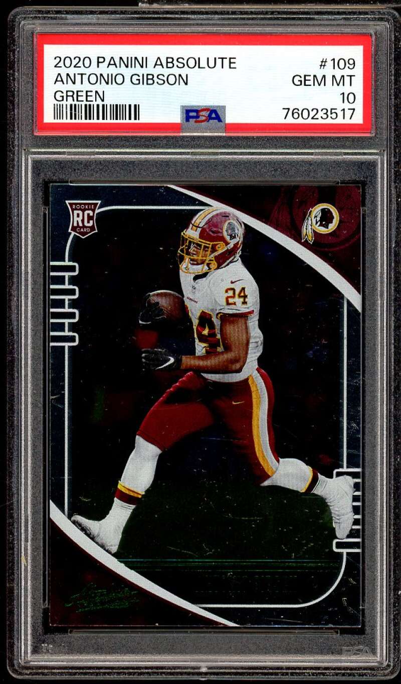 Antonio Gibson Rookie Card 2020 Panini Absolute Green #109 PSA 10 Image 1