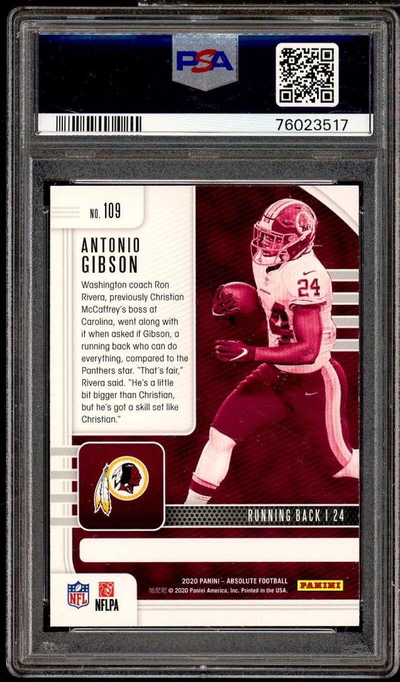 Antonio Gibson Rookie Card 2020 Panini Absolute Green #109 PSA 10 Image 2