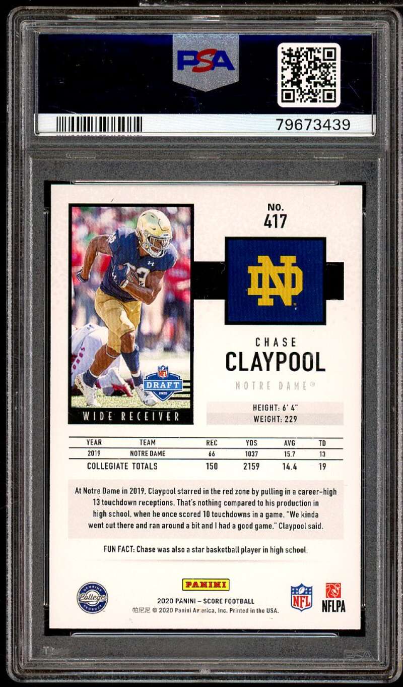 Chase Claypool Rookie Card 2020 Panini Score #417 PSA 10 Image 2