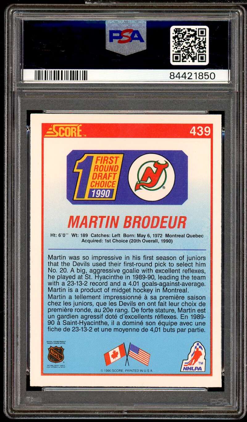 Martin Brodeur Rookie Card 1990-91 Score Canadian #439 PSA 4 Image 2