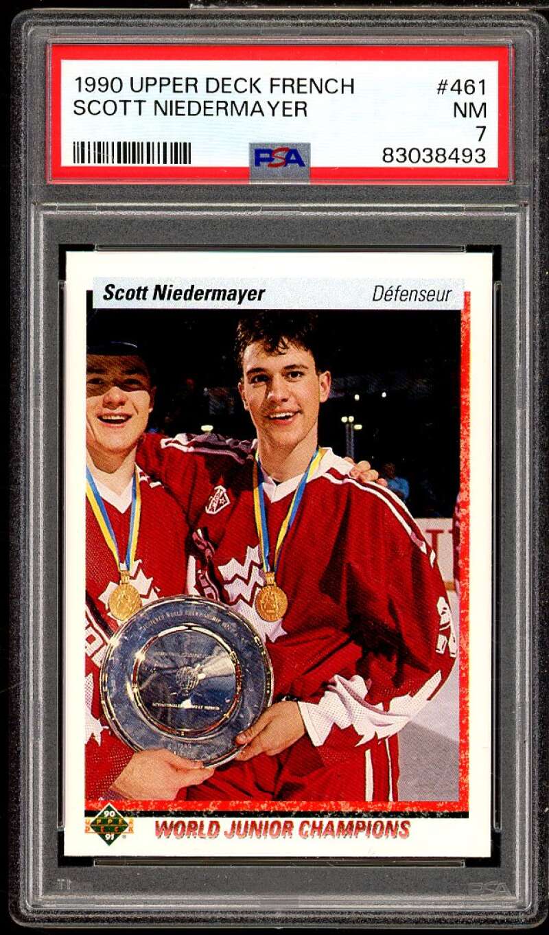 Scott Niedermayer Rookie Card 1990-91 Upper Deck French #461 PSA 7 Image 1
