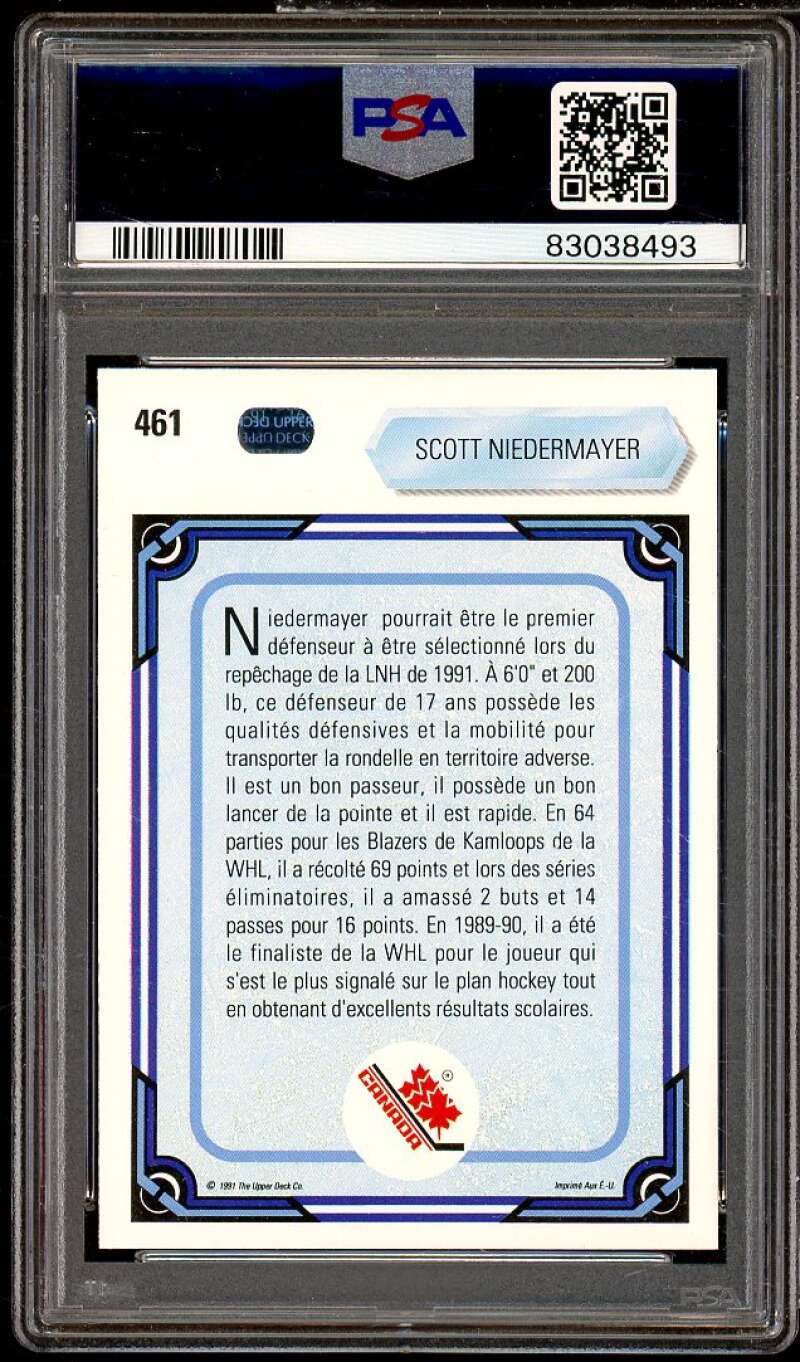 Scott Niedermayer Rookie Card 1990-91 Upper Deck French #461 PSA 7 Image 2