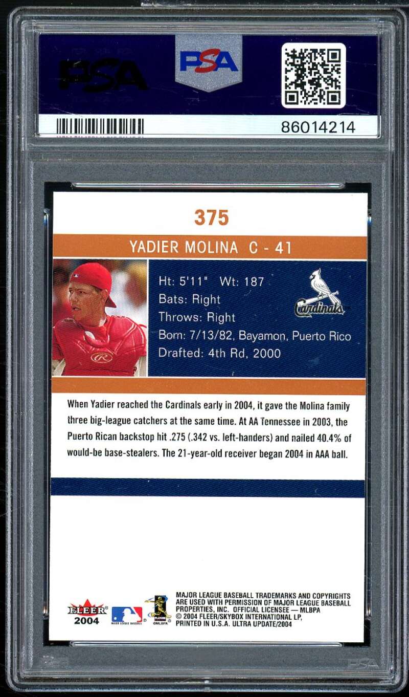 Yadier Molina Rookie Card 2004 Ultra #375 PSA 10 Image 2