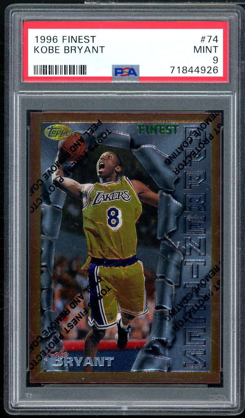 Kobe Bryant Rookie Card 1996-97 Finest w/Coating #74 PSA 9 Image 1