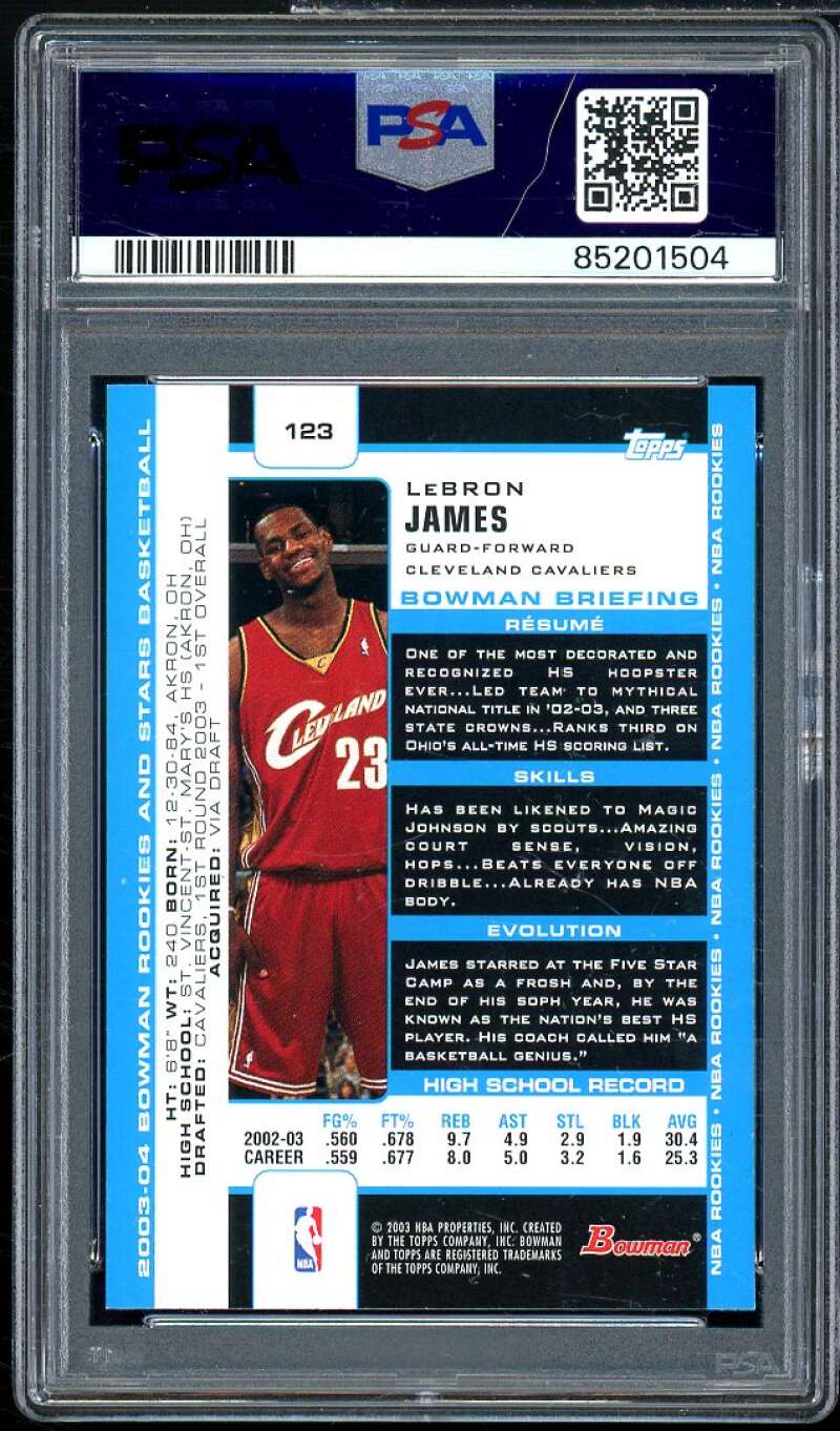 LeBron James Rookie Card 2003-04 Bowman #123 PSA 9 Image 2