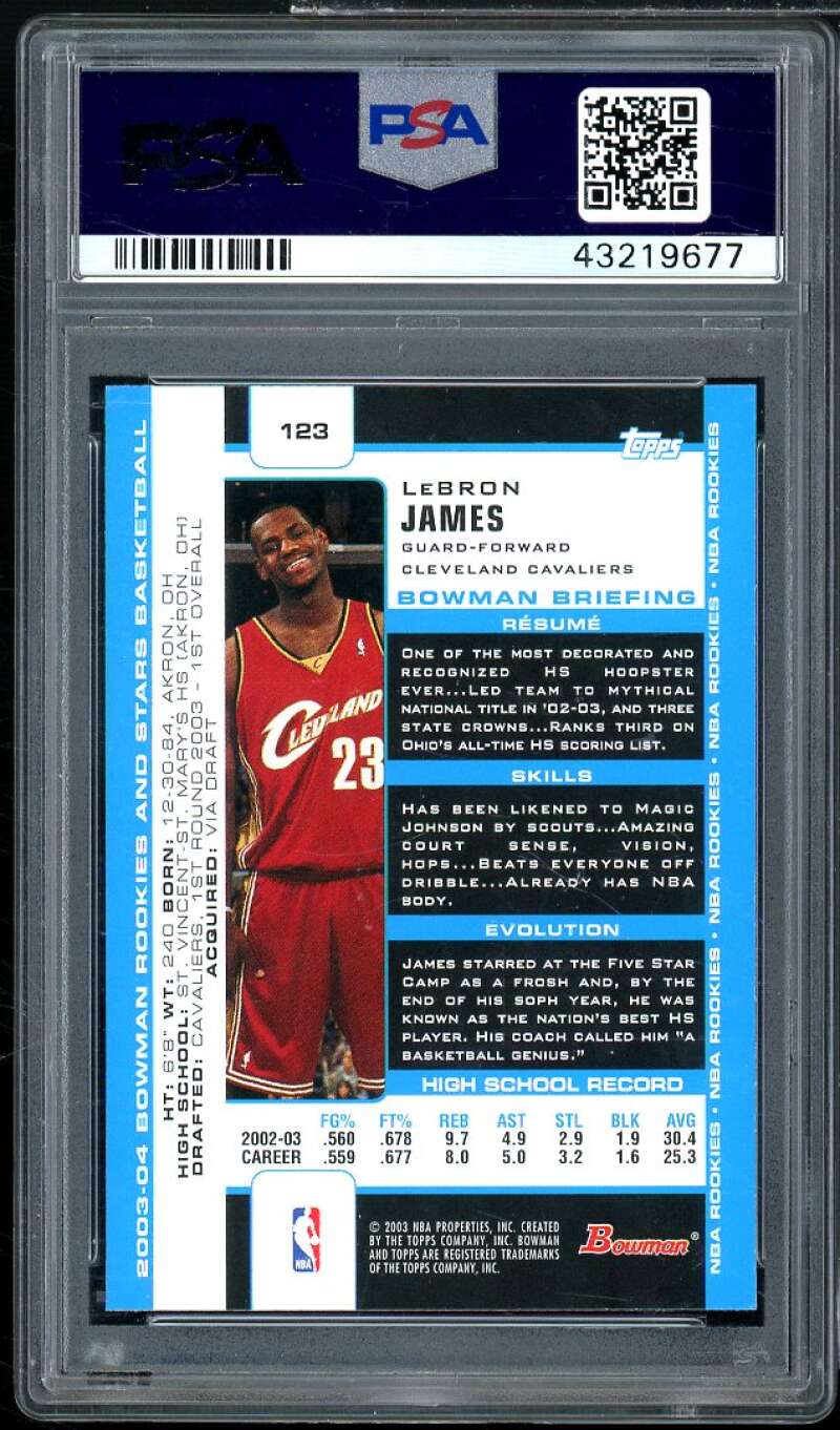 LeBron James Rookie Card 2003-04 Bowman #123 PSA 9 Image 2