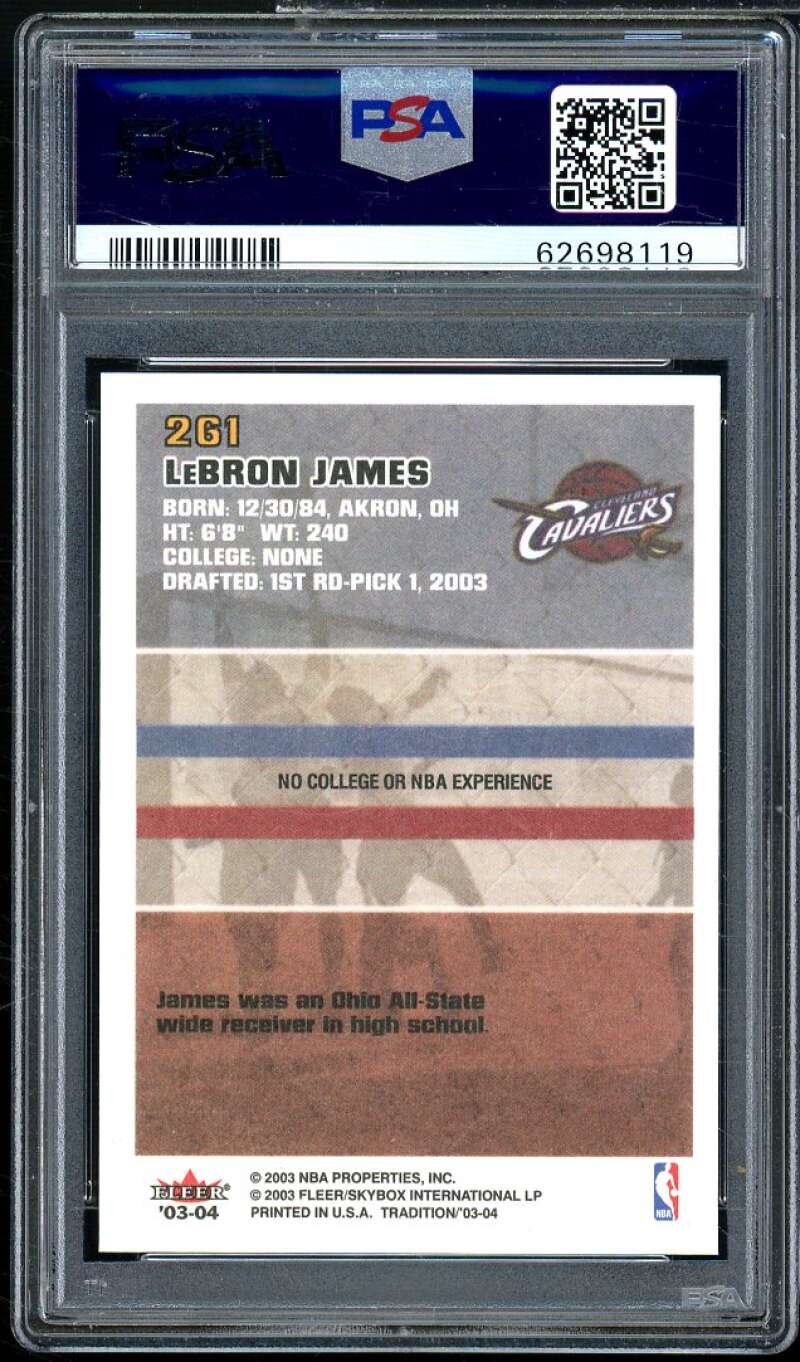 LeBron James Rookie Card 2003-04 Fleer Tradition #261 PSA 9 Image 2