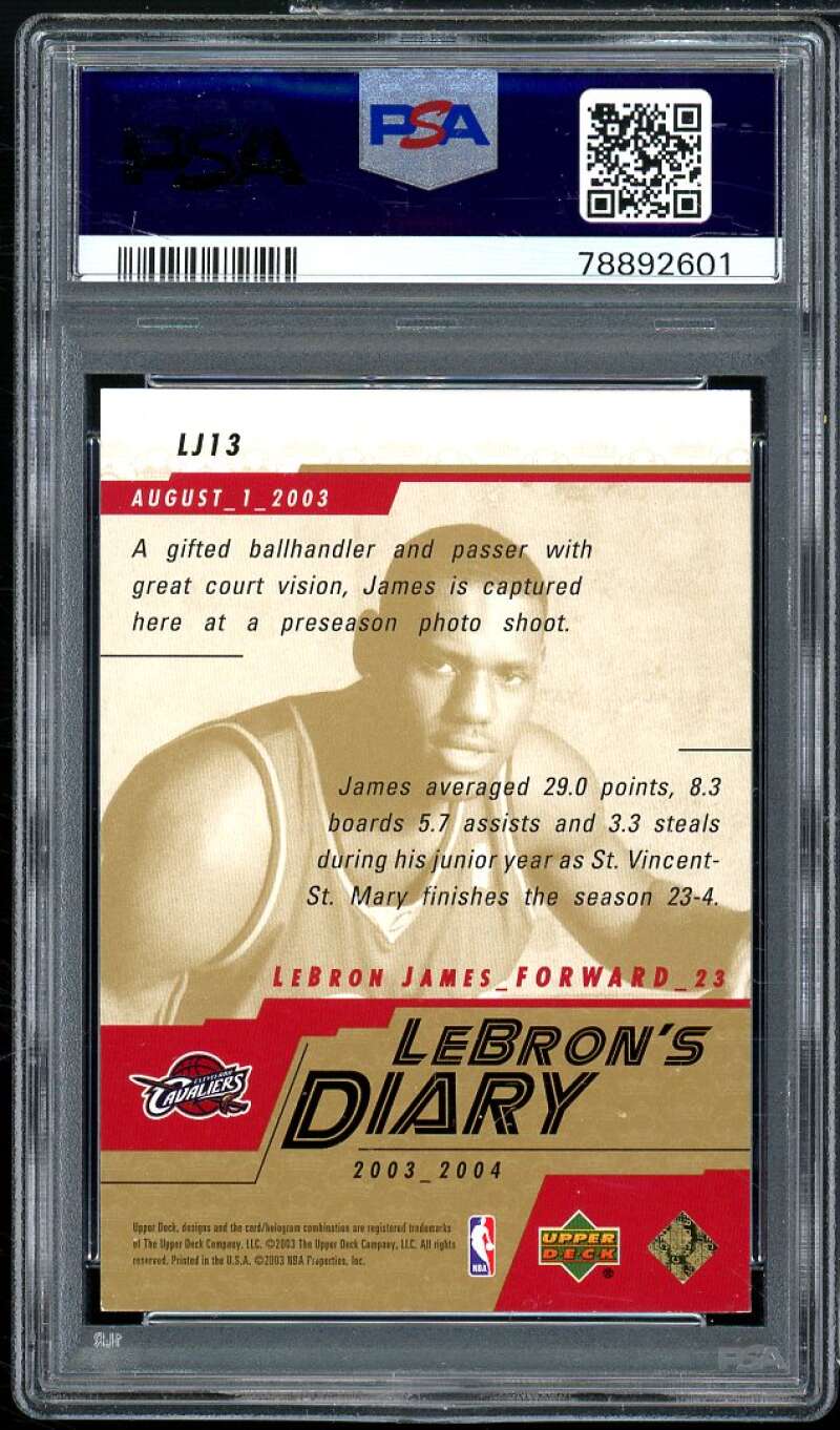 LeBron James Rookie Card 2003-04 Upper Deck LeBron's Diary #LJ13 PSA 9 Image 2