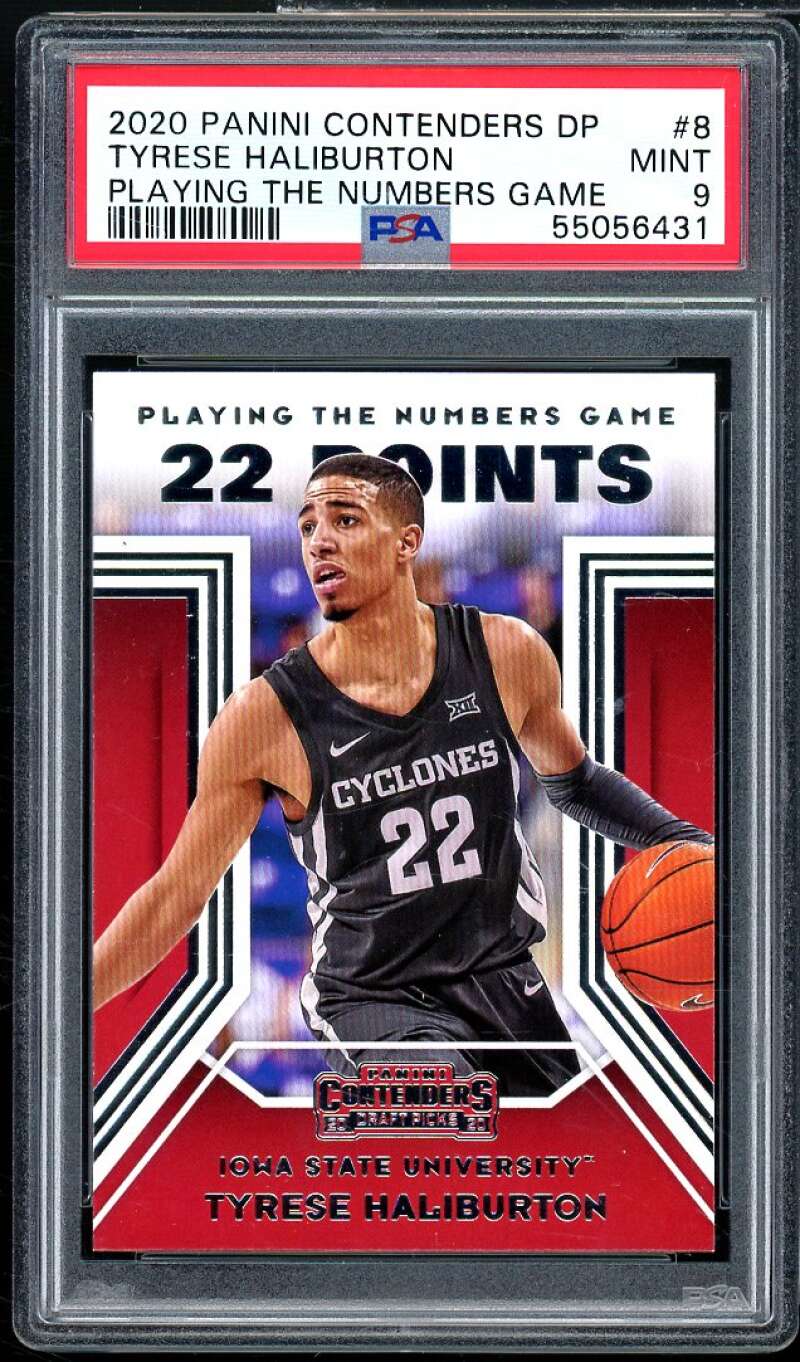 Tyrese Haliburton Rookie Card 2020-21 Panini Contenders DP Numbers Game #8 PSA 9 Image 1