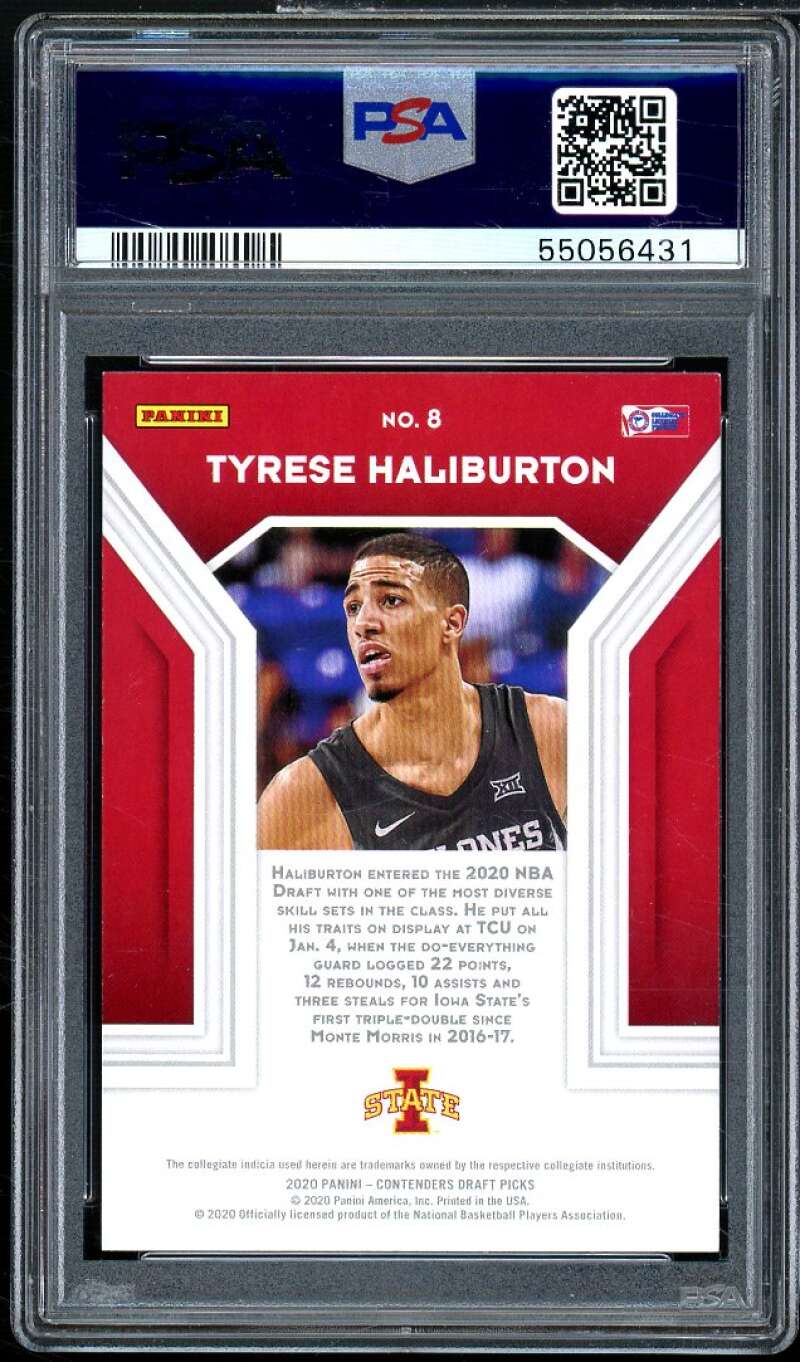 Tyrese Haliburton Rookie Card 2020-21 Panini Contenders DP Numbers Game #8 PSA 9 Image 2