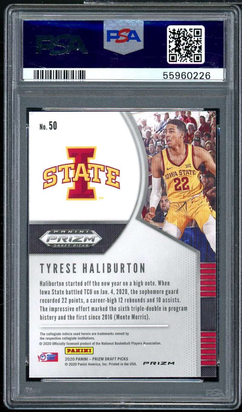 Tyrese Haliburton Rookie Card 2020-21 Panini Prizm DP Pink Ice #50 PSA 10 Image 2