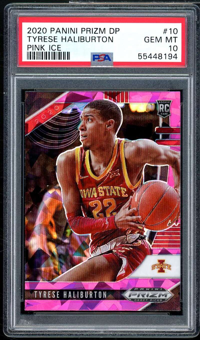 Tyrese Haliburton Rookie Card 2020-21 Panini Prizm DP Pink Ice #10 PSA 10 Image 1