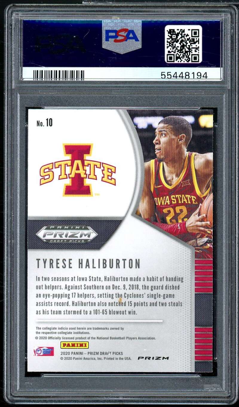 Tyrese Haliburton Rookie Card 2020-21 Panini Prizm DP Pink Ice #10 PSA 10 Image 2