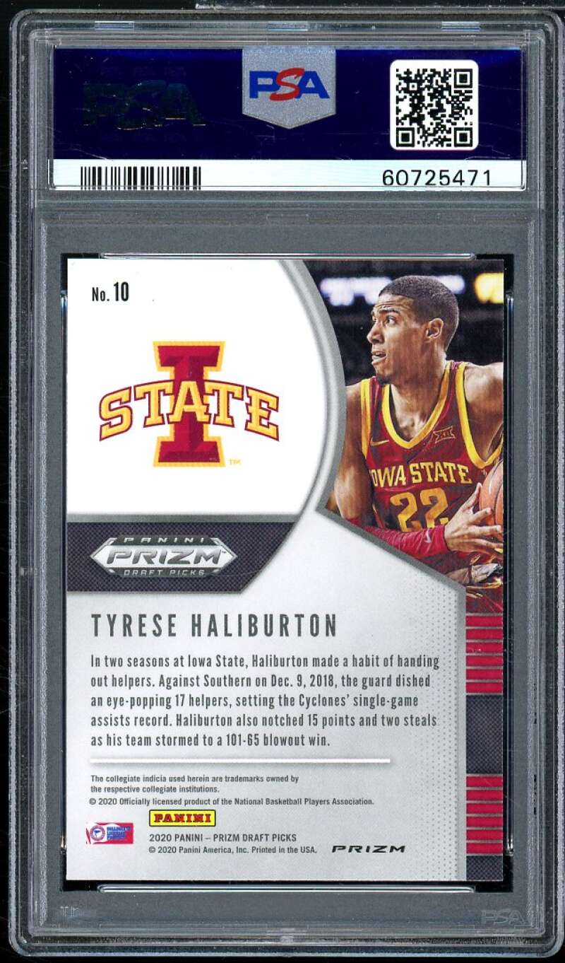 Tyrese Haliburton Rookie 2020-21 Panini Prizm DP Red/White/Blue Prizm #10 PSA 9 Image 2