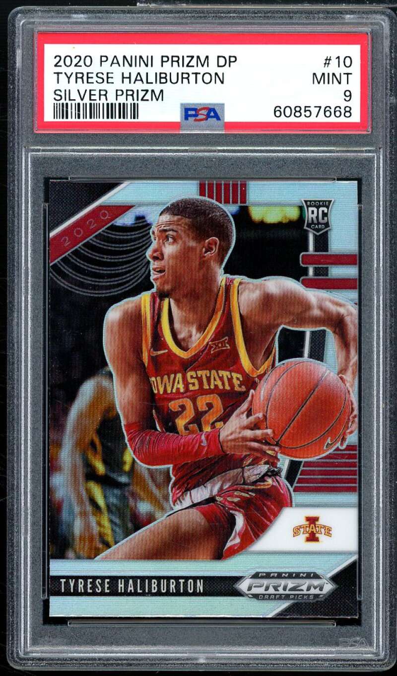 Tyrese Haliburton Rookie Card 2020-21 Panini Prizm DP Silver Prizm #10 PSA 9 Image 1