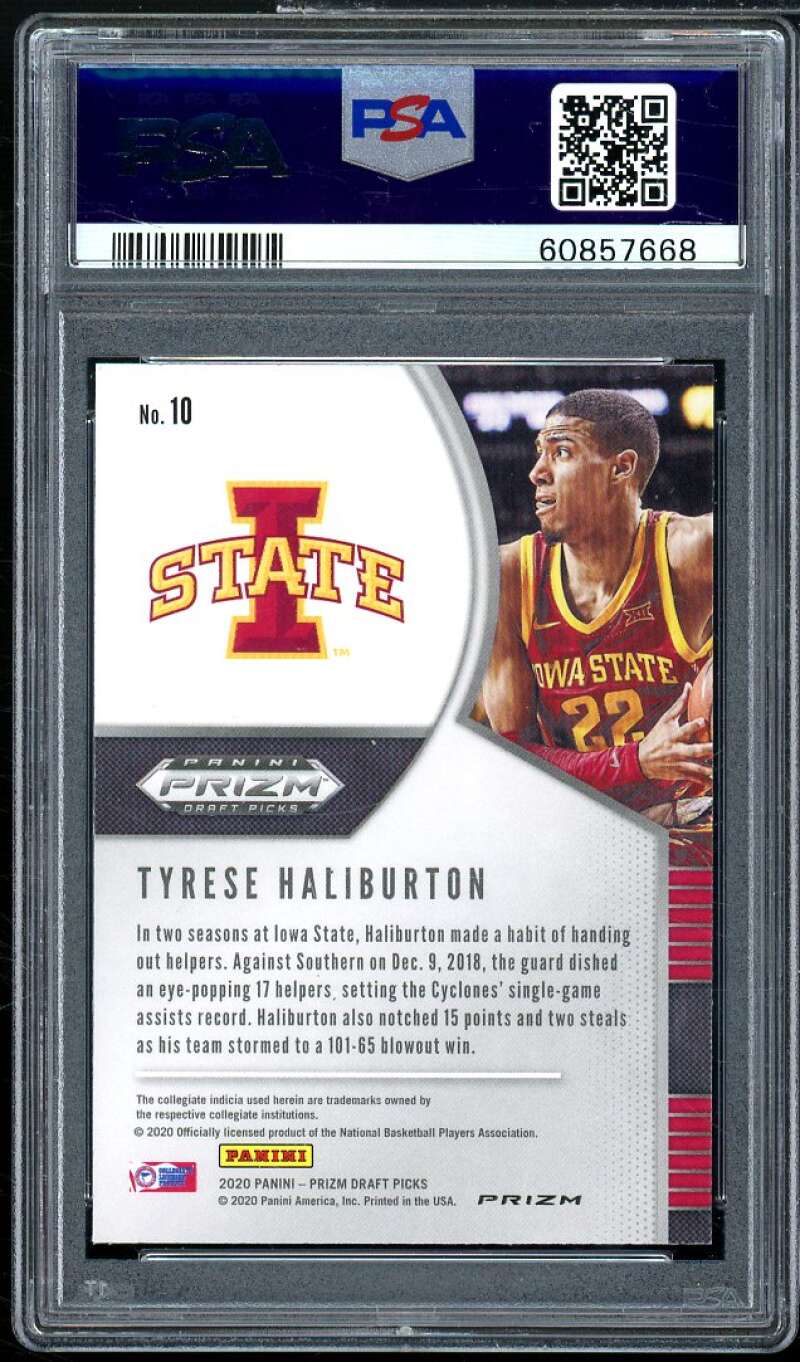 Tyrese Haliburton Rookie Card 2020-21 Panini Prizm DP Silver Prizm #10 PSA 9 Image 2