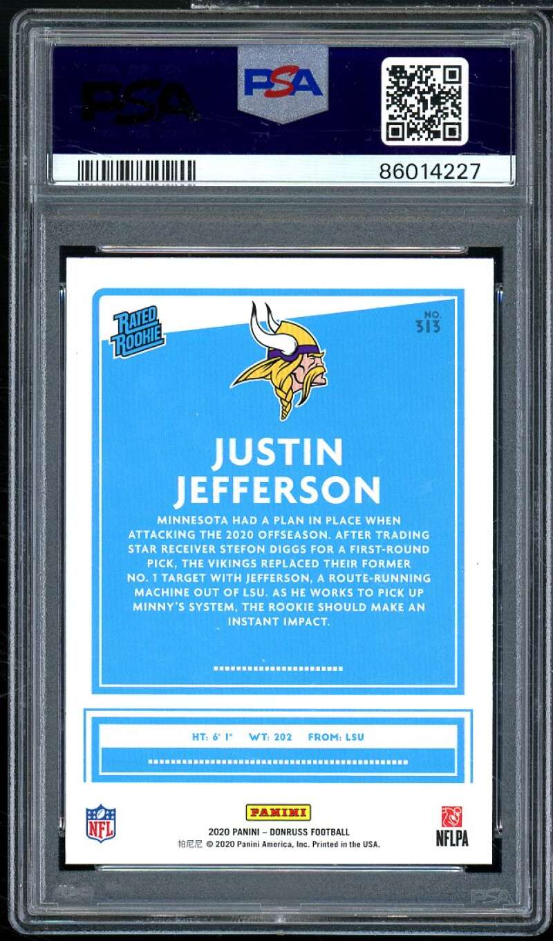 Justin Jefferson Rookie Card 2020 Donruss Yellow Press Proof #313 PSA 10 Image 2