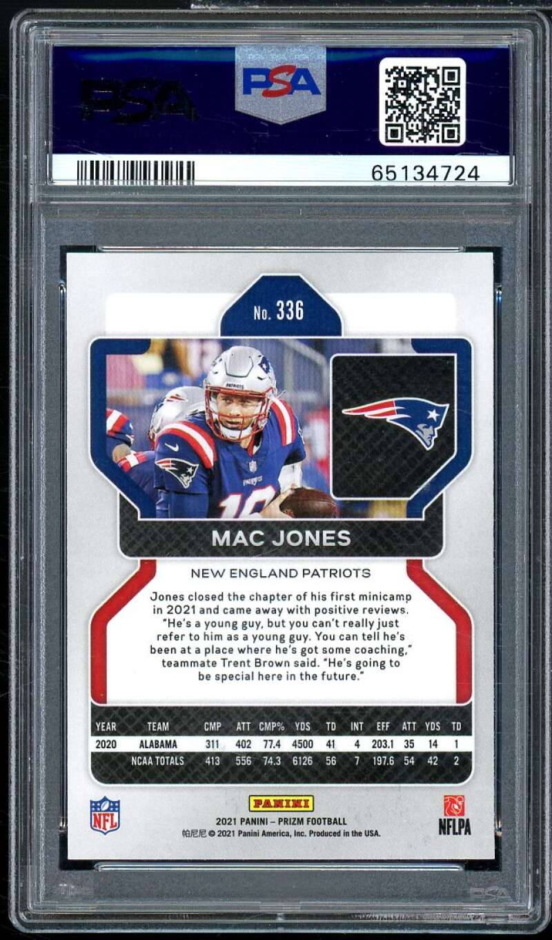 Mac Jones Rookie Card 2021 Prizm Rookie #336 PSA 9 Image 2