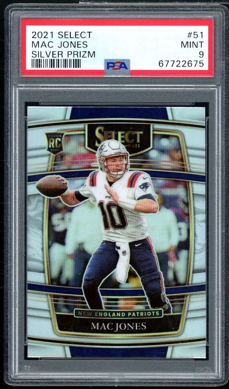 Mac Jones Rookie Card 2021 Select Silver Prizm #51 PSA 9 Image 1