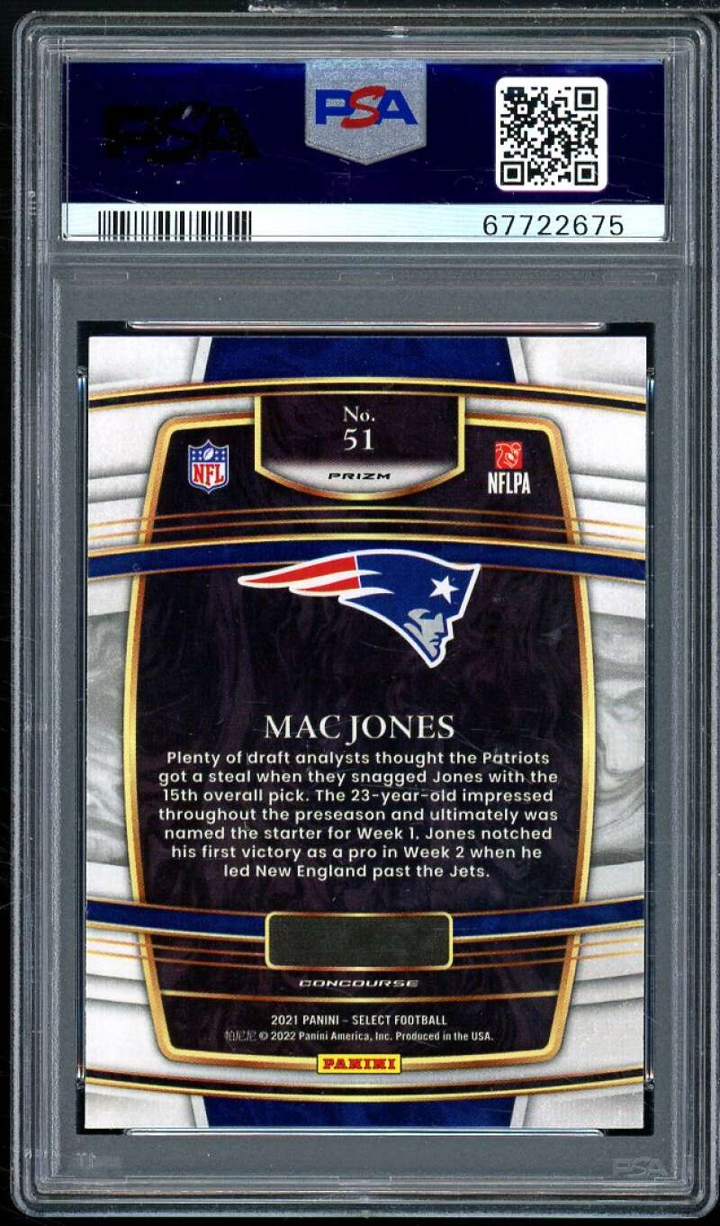 Mac Jones Rookie Card 2021 Select Silver Prizm #51 PSA 9 Image 2