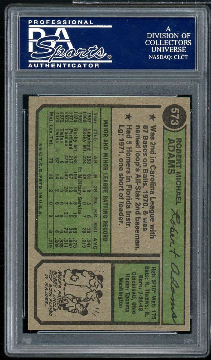 Mike Davis Card 1974 Topps #573 PSA 9 Image 2