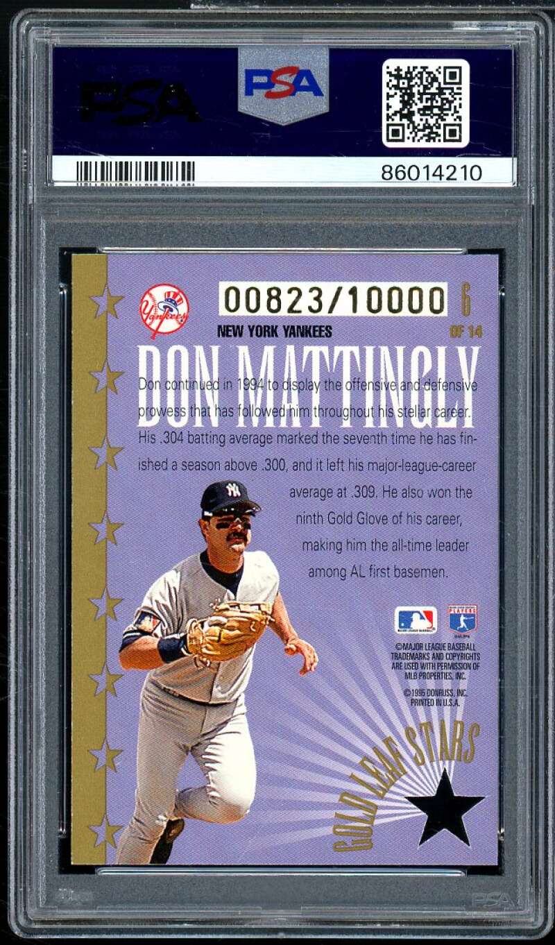 Don mattingly Card 1995 Leaf Gold Stars #6 PSA 8 Image 2