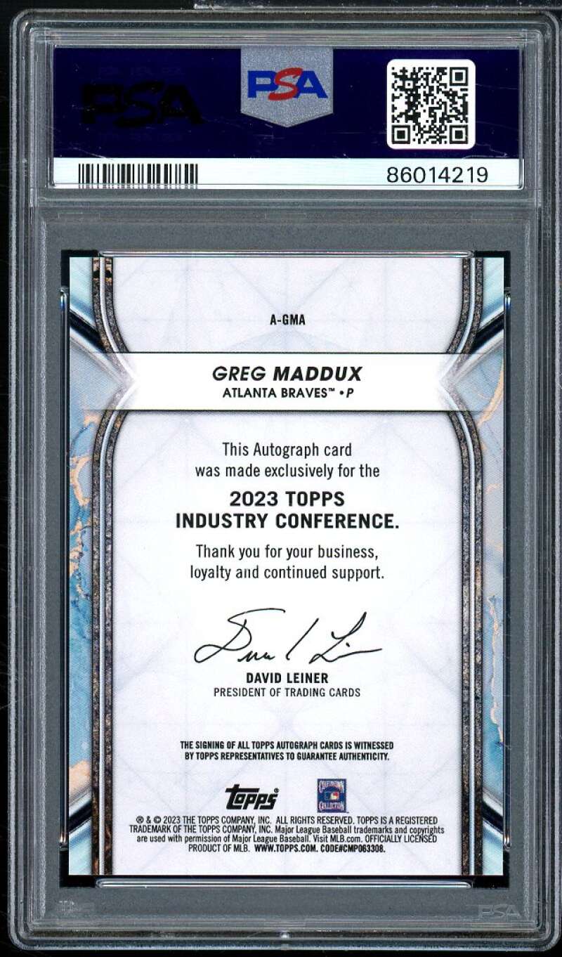 Greg Maddux 2023 Topps Industry Conf Autograph (Serial #D 13/15) #gma PSA 10 Image 2