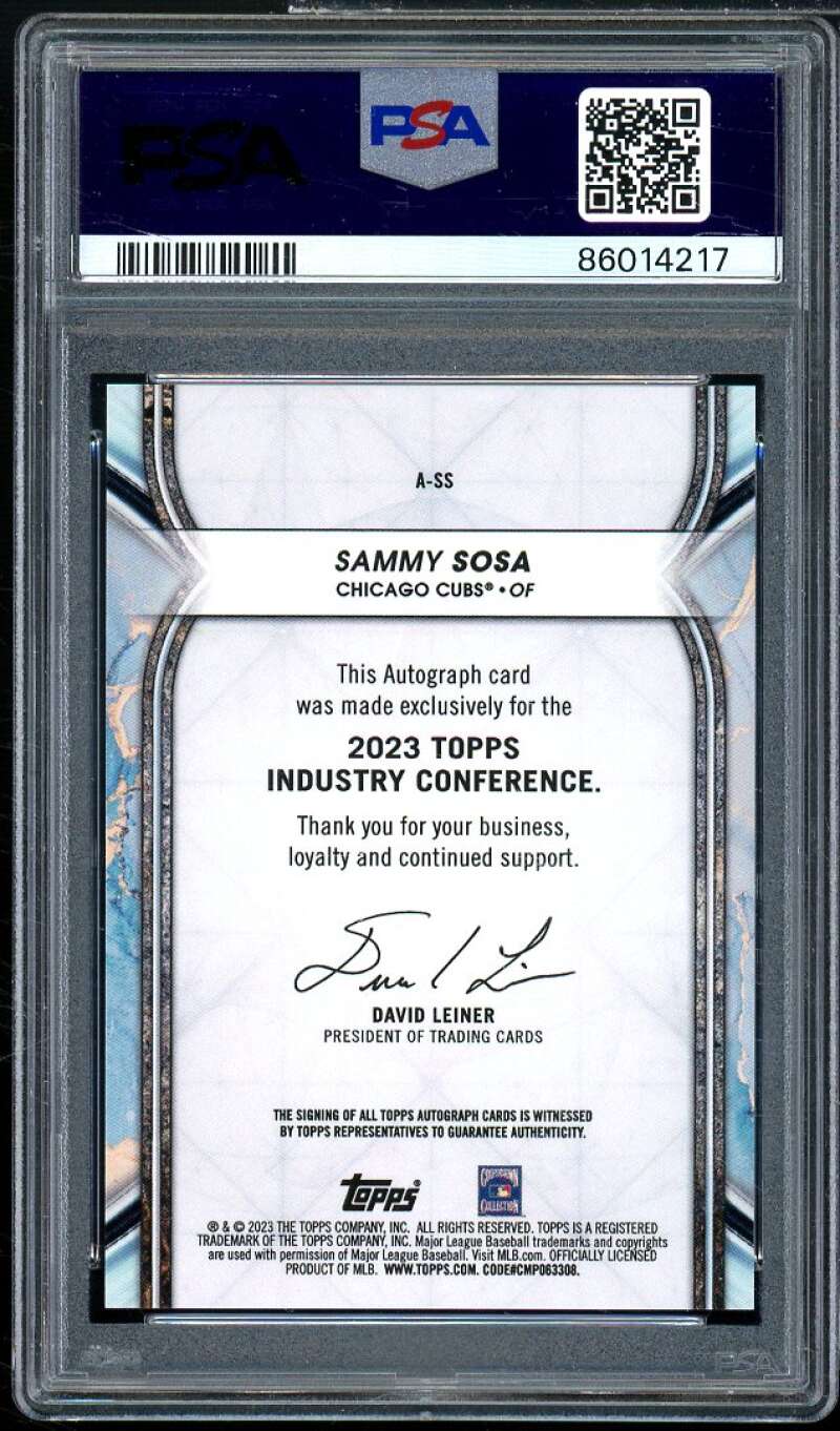 Samy Sosa 2023 Topps Industry Conf Autograph Platinum (Serial #D 1/1) #ss PSA 9 Image 2