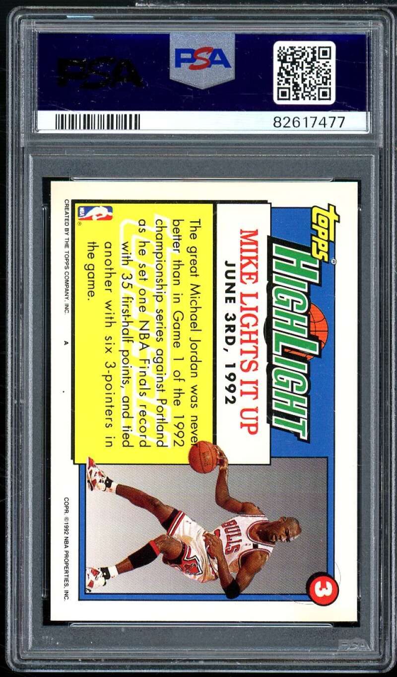 Michael Jordan Card 1992-93 Topps Gold #3 PSA 9 Image 2