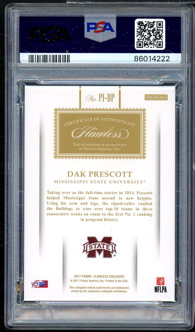 Dak Prescott 2017 Panini Flawless Premium Ink Gold (Serial #d 5/10) #pidp PSA 8 Image 2