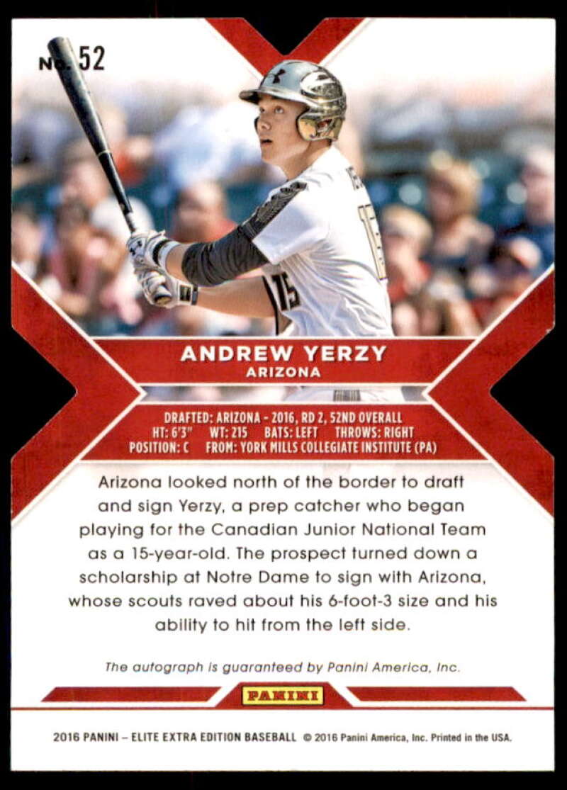 Andrew Yerzy Rookie 2016 Elite Extra Edition Autographs Status Red Die Cut #52  Image 2