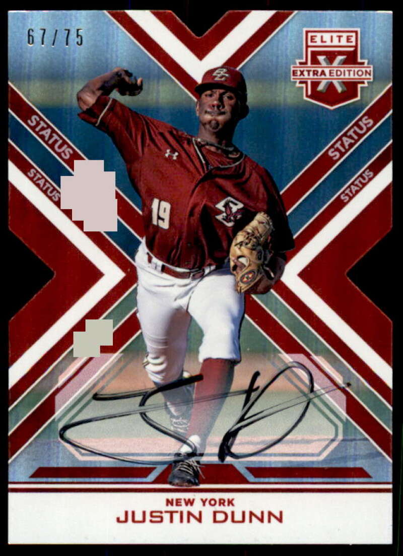 Justin Dunn Rookie 2016 Elite Extra Edition Autographs Status Red Die Cut #19  Image 1
