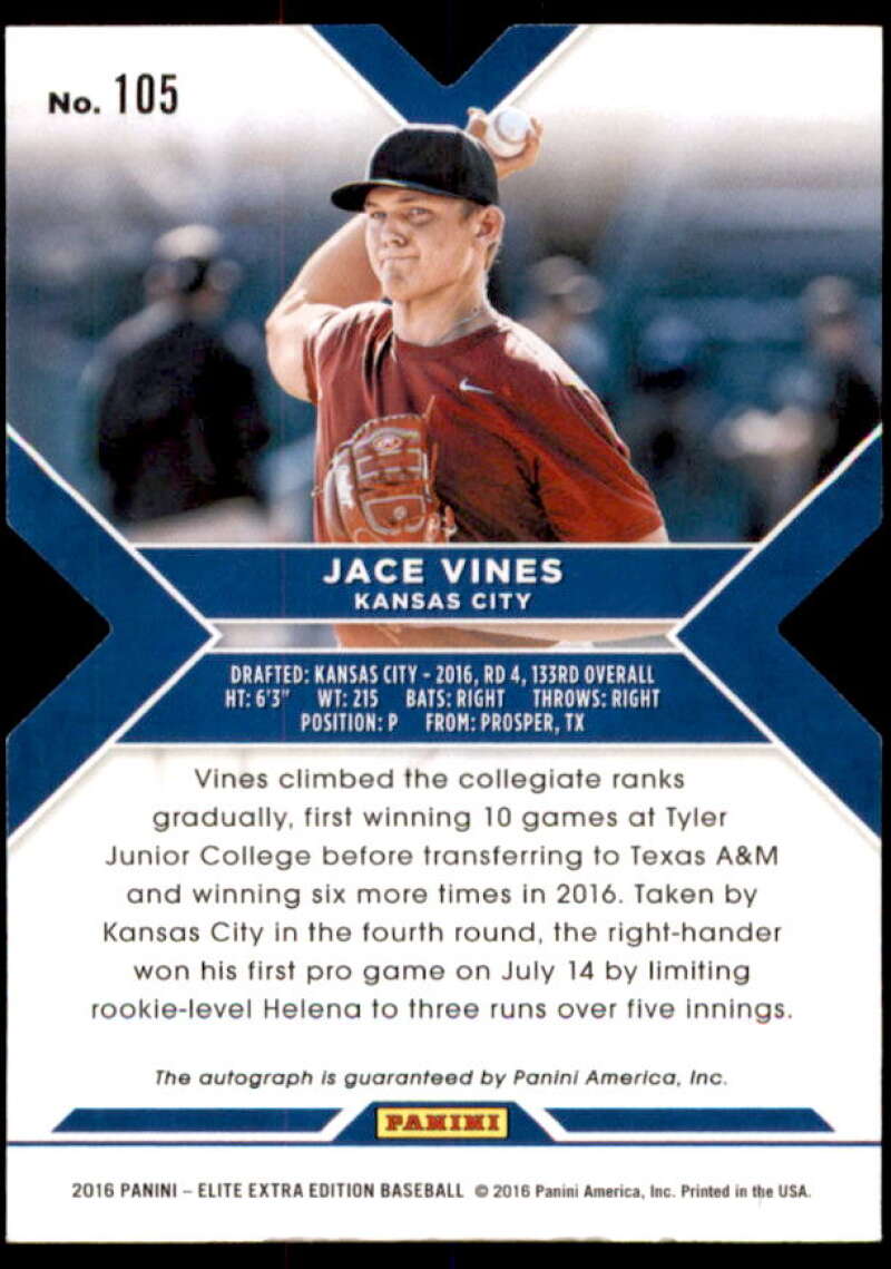 Jace Vines Rookie 2016 Elite Extra Edition Autographs Status Red Die Cut #105  Image 2