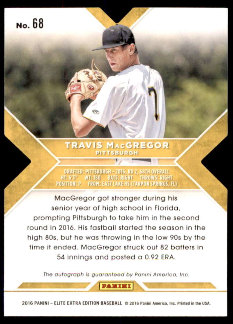 Travis MacGregor Rookie 2016 Elite Extra Edition Auto Status Red Die Cut #68  Image 2