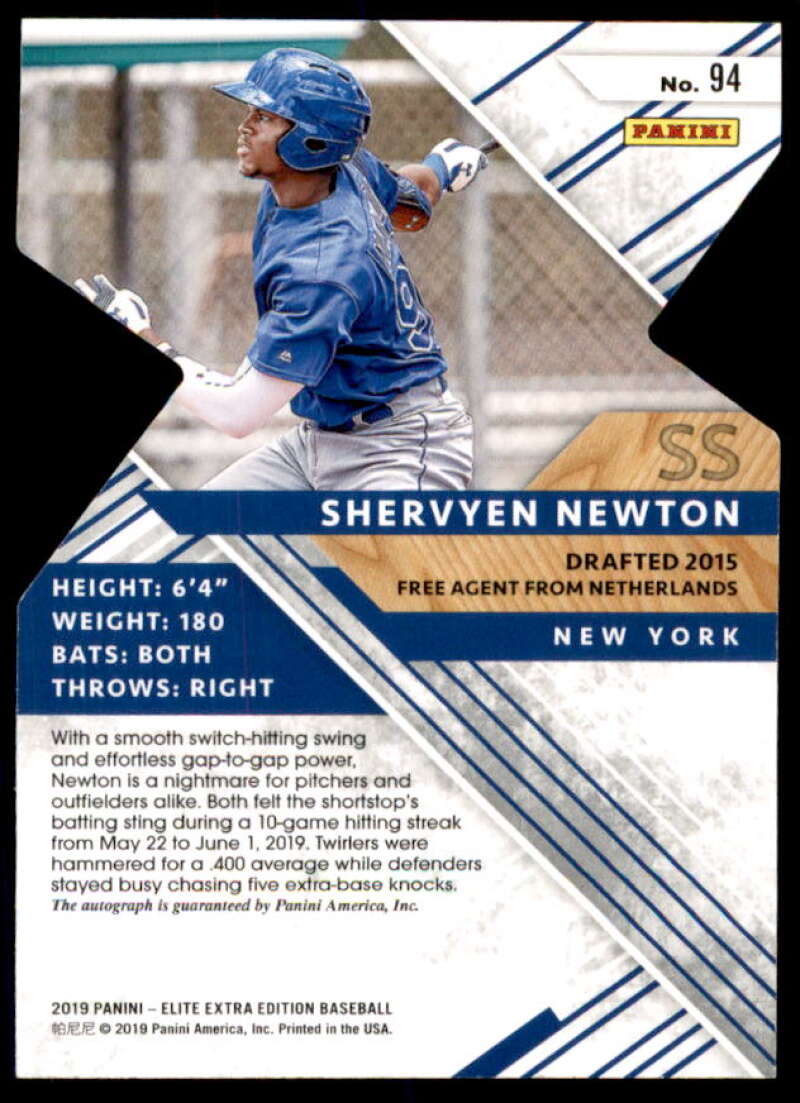 Shervyen Newton RC 2019 Elite Extra Edition Autographs Status Die Cut Red #94  Image 2