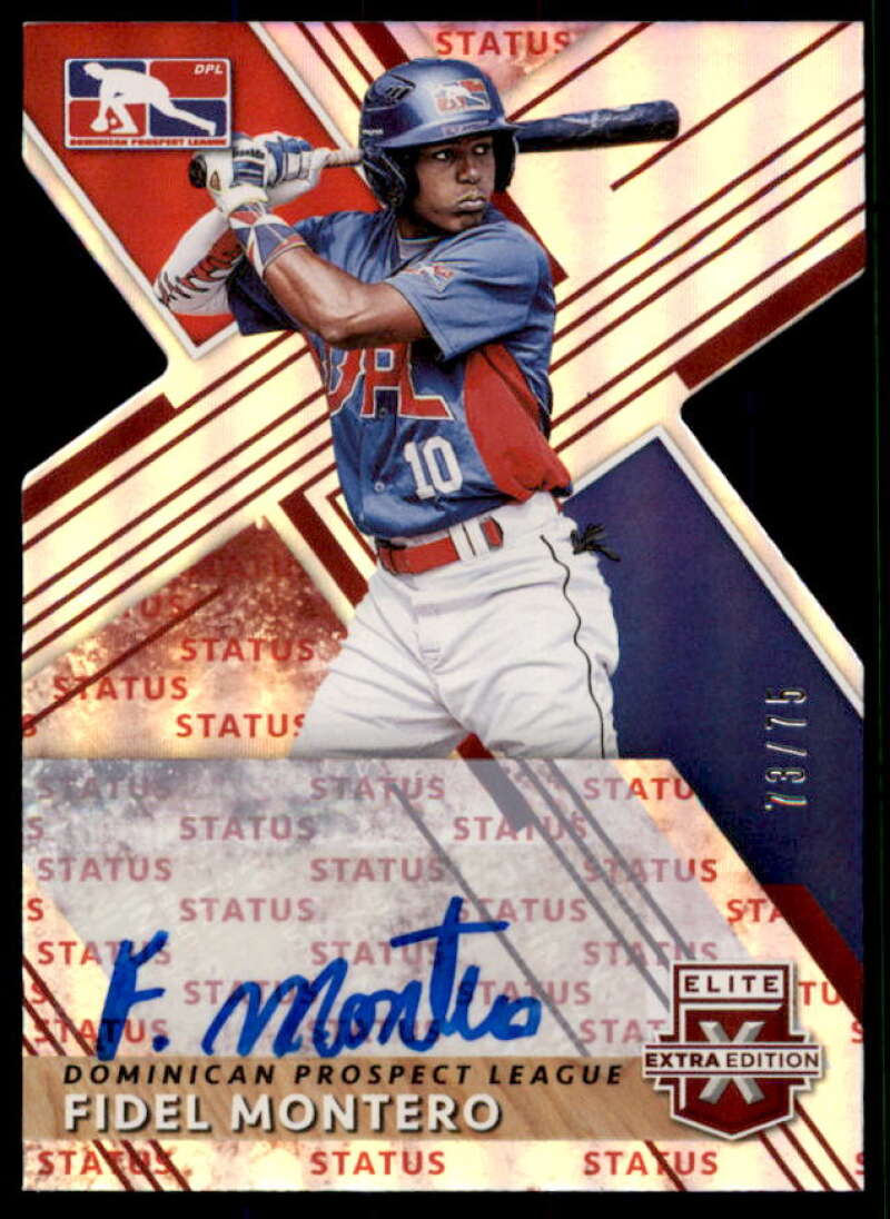 Fidel Montero Rookie 2019 Elite Extra Edition Autograph Status Die Cut Red #188  Image 1